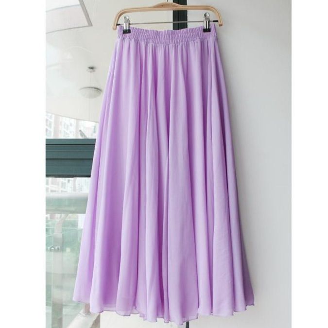 フレアスカート 上品な透け感シフォン素材フレア広がり長丈スカート