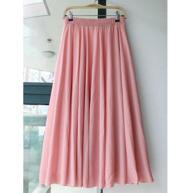 フレアスカート 上品な透け感シフォン素材フレア広がり長丈スカート