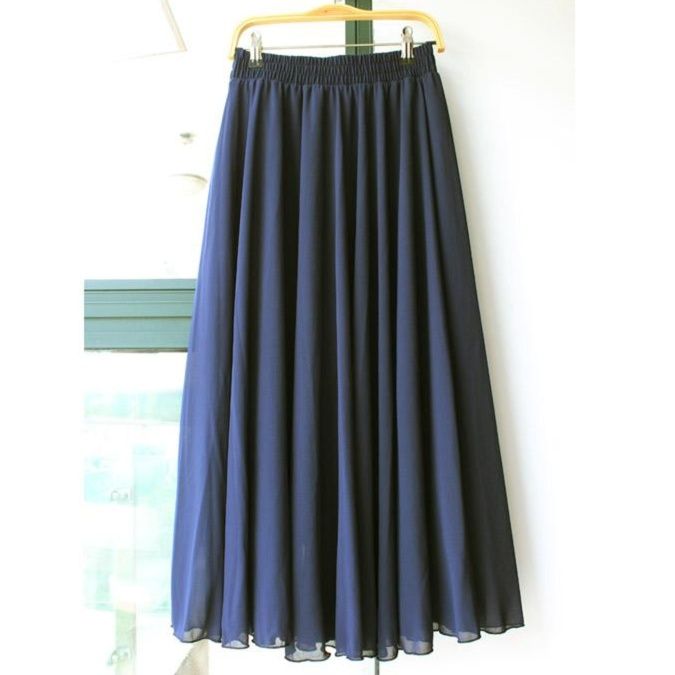 フレアスカート 上品な透け感シフォン素材フレア広がり長丈スカート