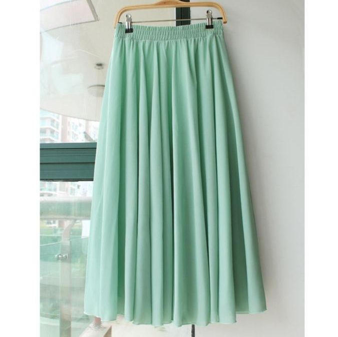 フレアスカート 上品な透け感シフォン素材フレア広がり長丈スカート