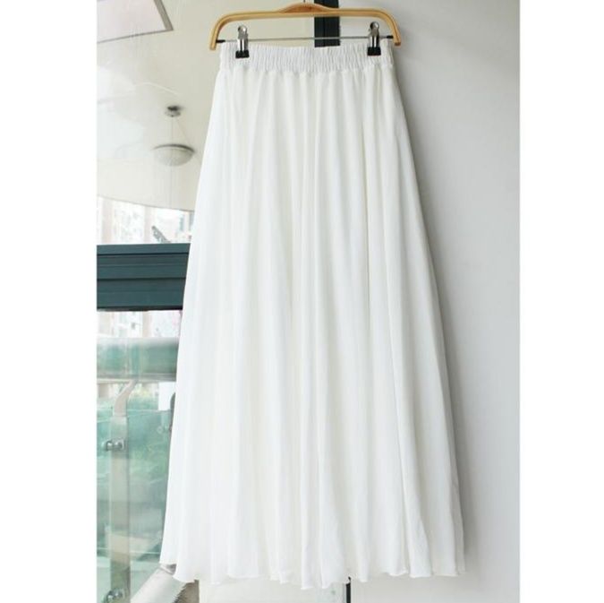 フレアスカート 上品な透け感シフォン素材フレア広がり長丈スカート