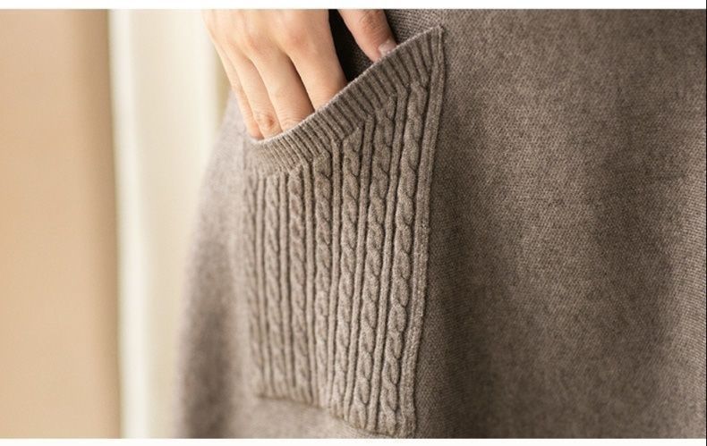 フレアスカート ケーブル編みポケット付きニットフレアスカート