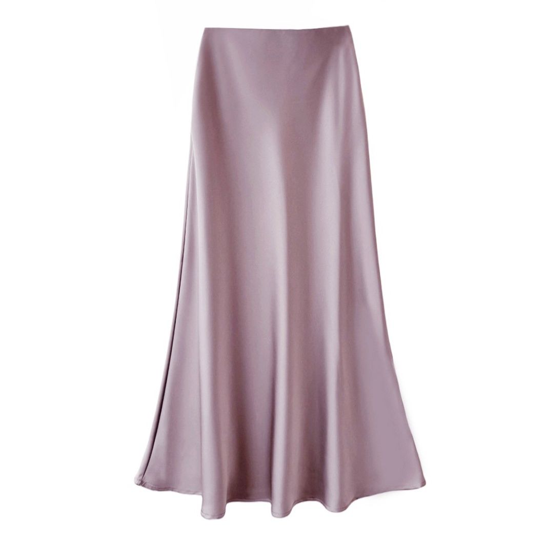 フレアスカート 光沢サテン風フレアスカートマキシ丈