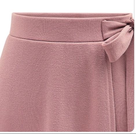 フレアスカート リボンベルト付き巻き風フレアスカート