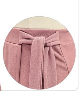 フレアスカート リボンベルト付き巻き風フレアスカート