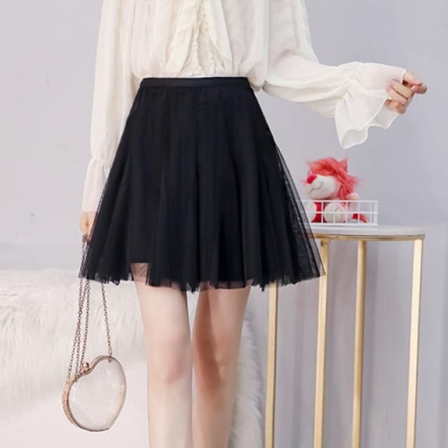 フレアスカート ふんわり軽やか柔らか素材のチュールフレアスカート