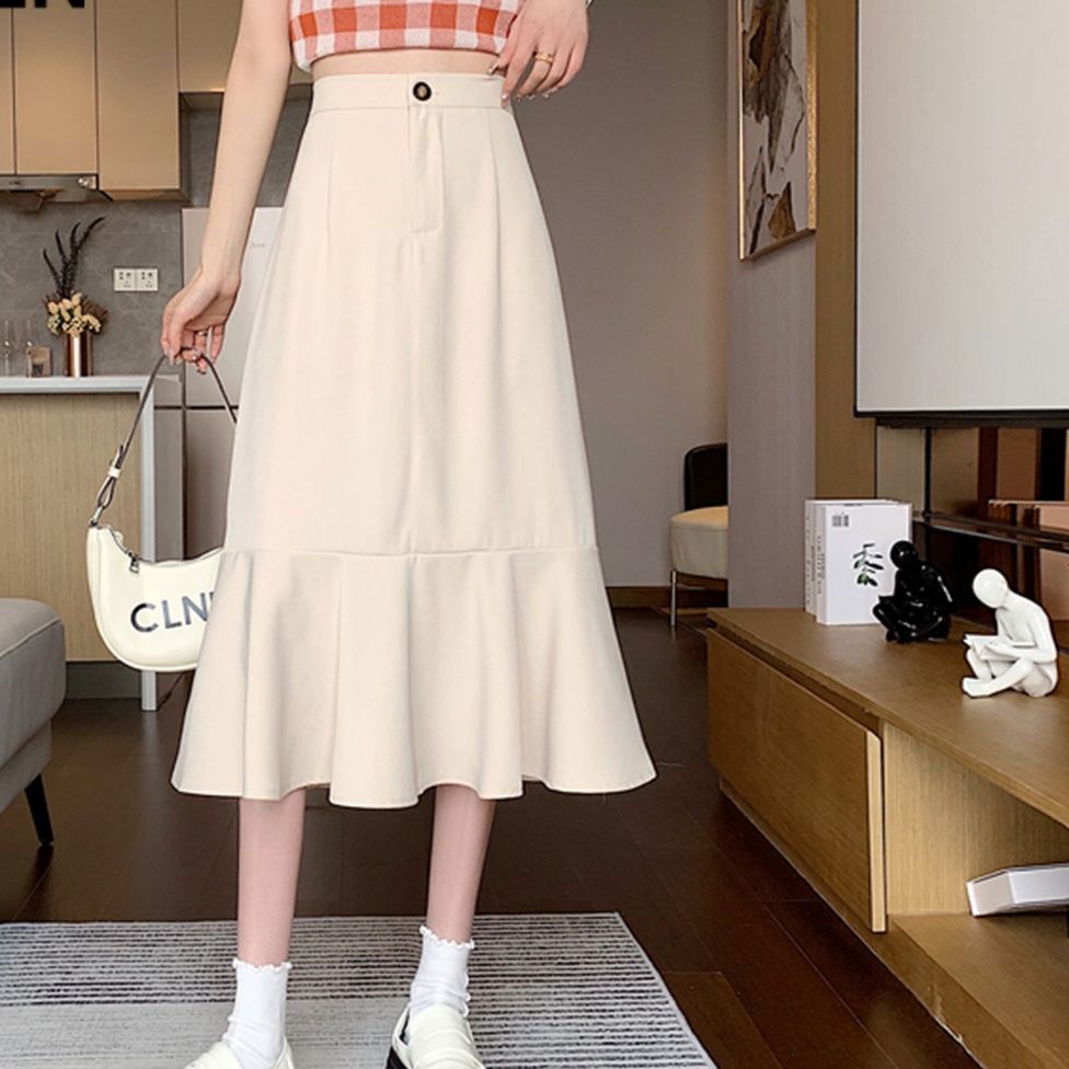 フレアスカート 裾切替マーメイドフレアスカート