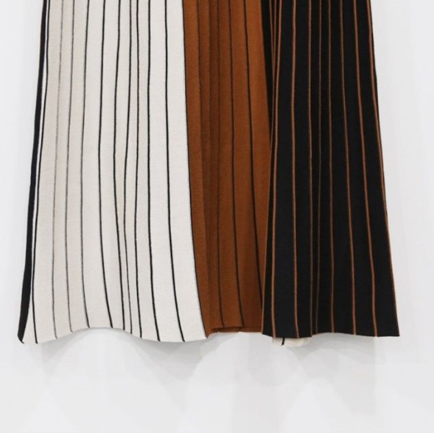 フレアスカート 配色切替プリーツフレアスカートマキシ丈