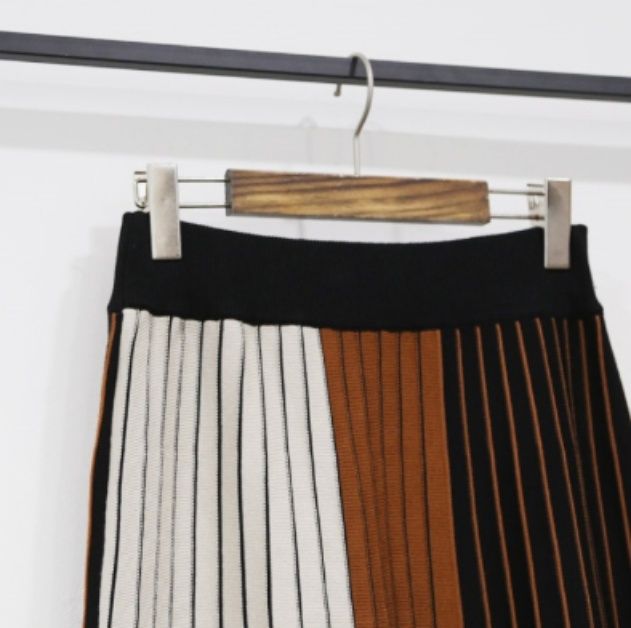 フレアスカート 配色切替プリーツフレアスカートマキシ丈