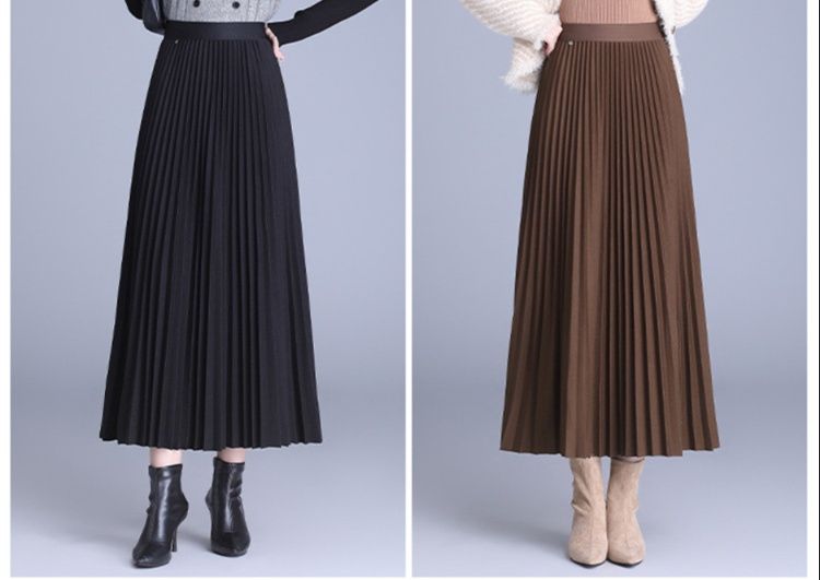 フレアスカート 上品プリーツ仕様のフレアスカートマキシ丈