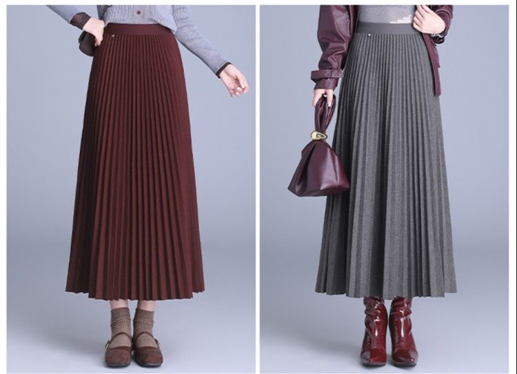 フレアスカート 上品プリーツ仕様のフレアスカートマキシ丈