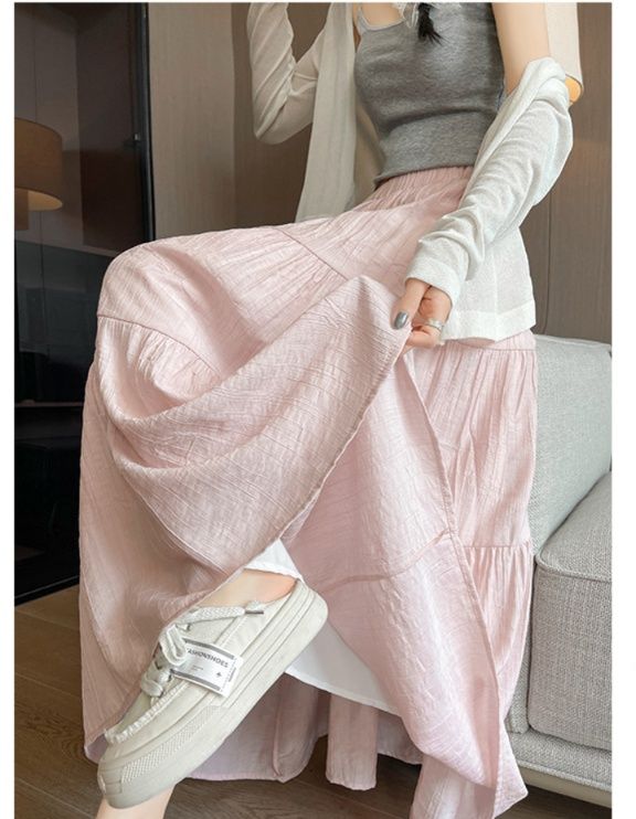 フレアスカート 三段切替ティアードフレアスカートマキシ丈