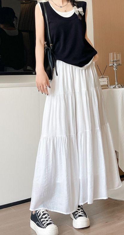 フレアスカート 三段切替ティアードフレアスカートマキシ丈