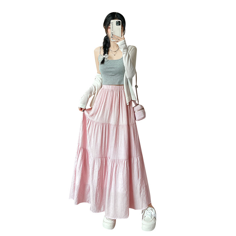 フレアスカート 三段切替ティアードフレアスカートマキシ丈