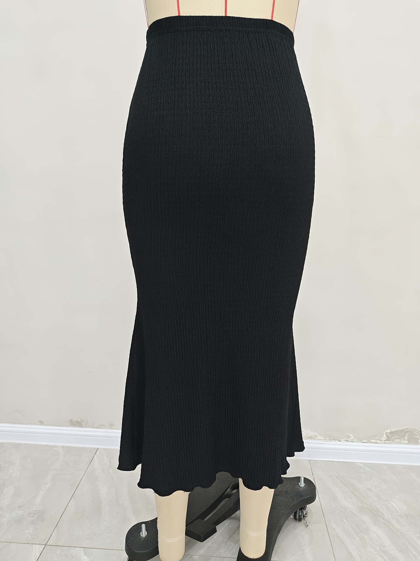 フレアスカート 裾フリル切替ハイウエストマーメイドニットスカート