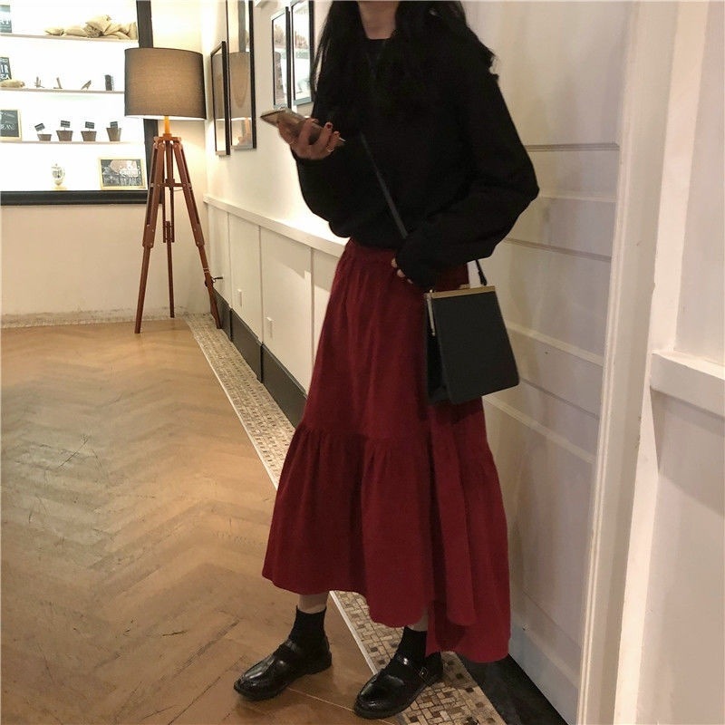 フレアスカート 上品ベルベット調ティアードフレアスカート