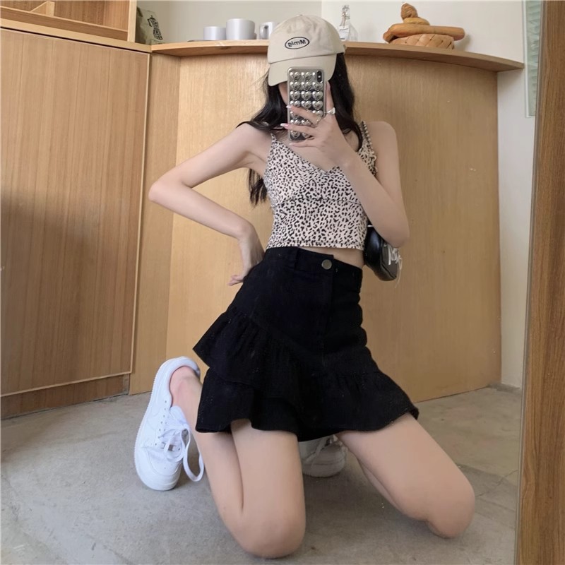 フレアスカート 裾フリル切替フレアスカートミニ丈