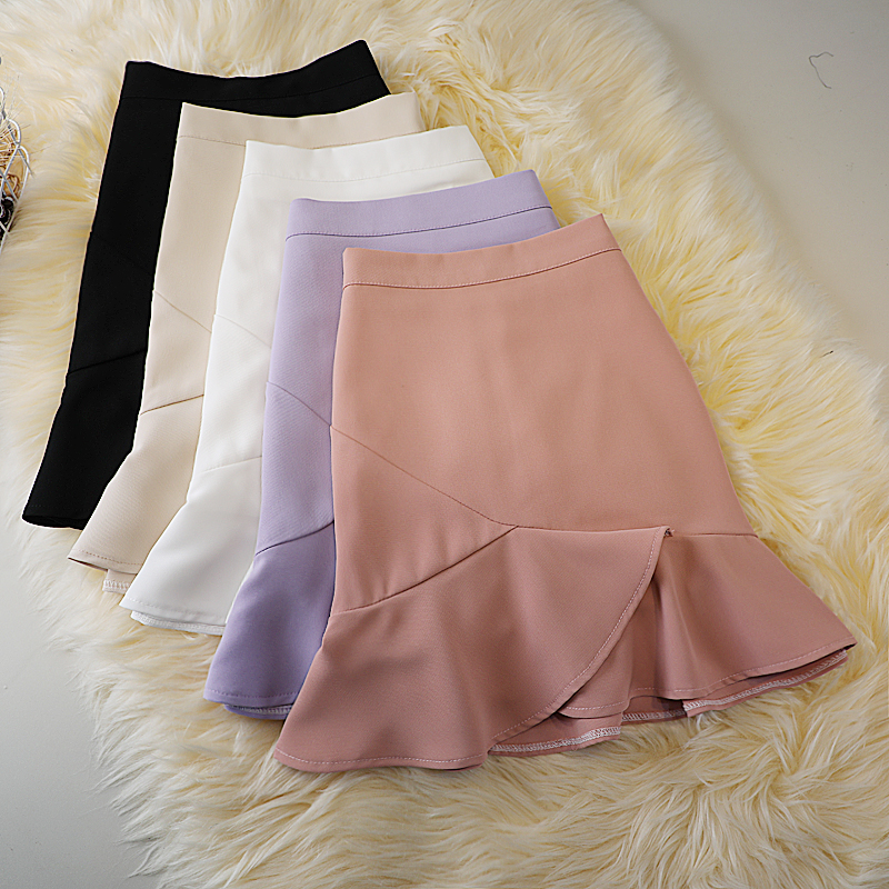 フレアスカート 裾フリル切替フレアスカートミニ丈