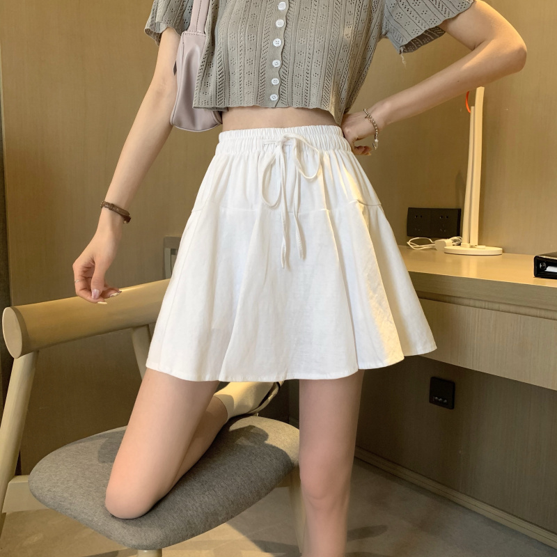 フレアスカート ウエストリボン付きフレア広がるミニスカート