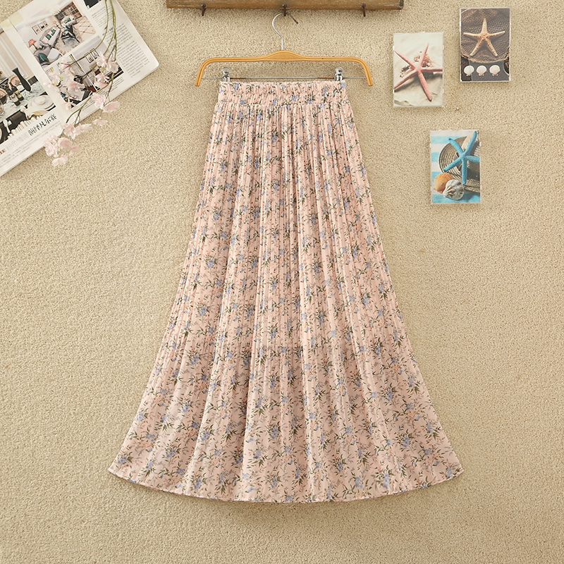 小花柄シフォンプリーツフレアスカート