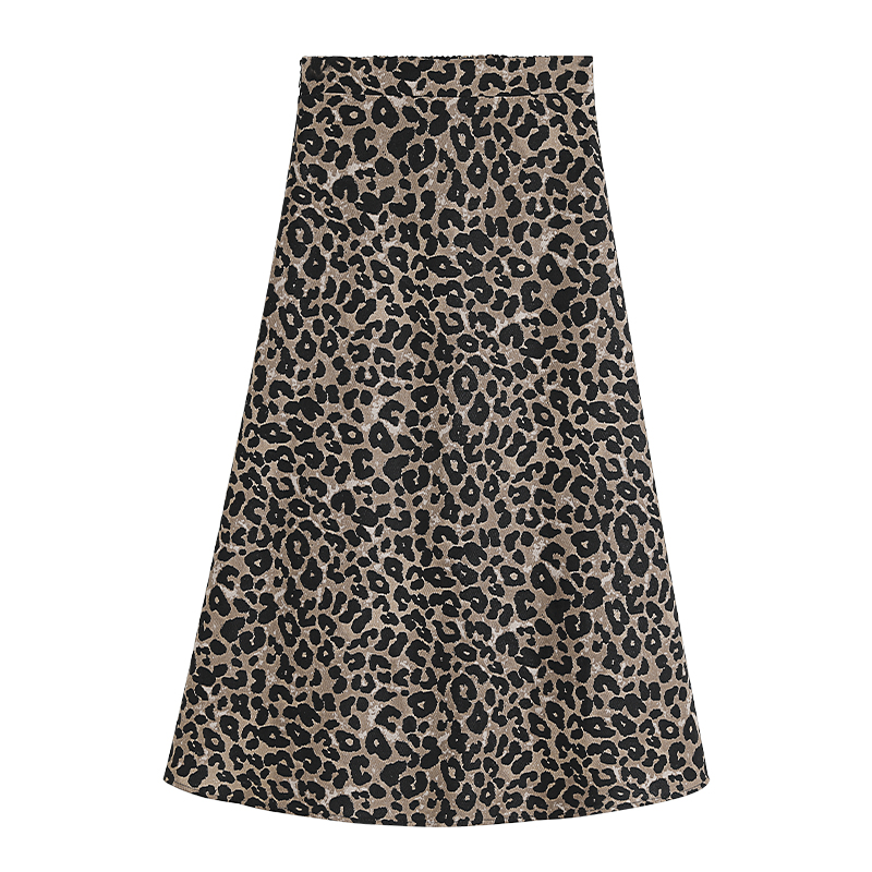 フレアスカート ヒョウ柄模様優雅広がりフレアスカート