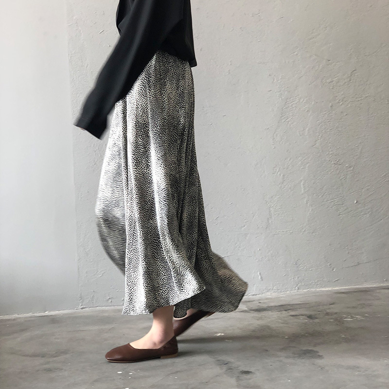 フレアスカート 豹柄マキシ丈マーメイドスカート 着痩せハイウエスト