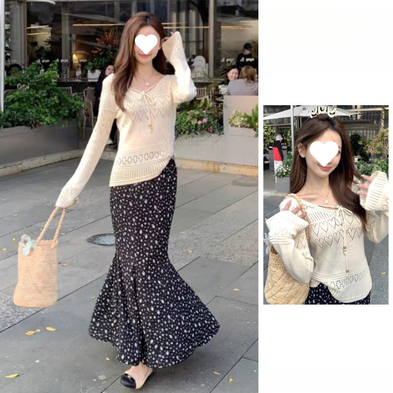 フレアスカート 小花柄マーメイドシルエットフレアスカート