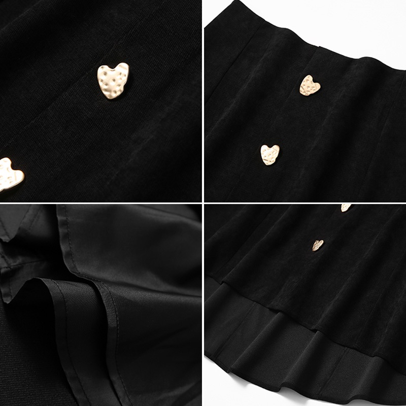 フレアスカート ハート型ボタン付きコーデュロイフレアスカート