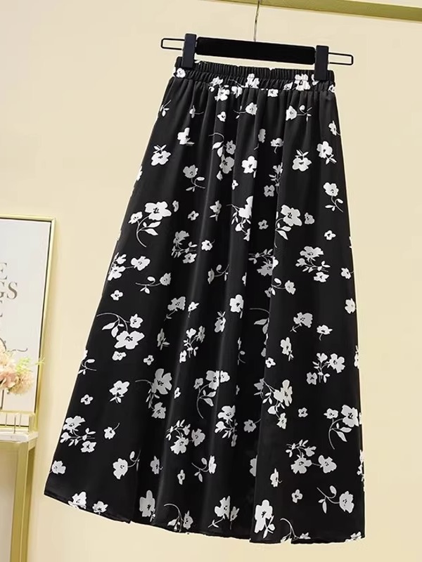 花柄ハイウエストフレアスカート