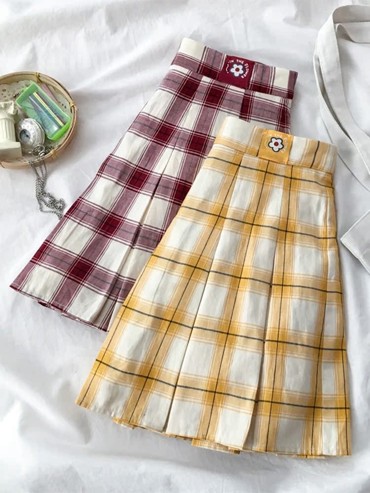 フレアスカート キュート格子柄プリーツミニスカート