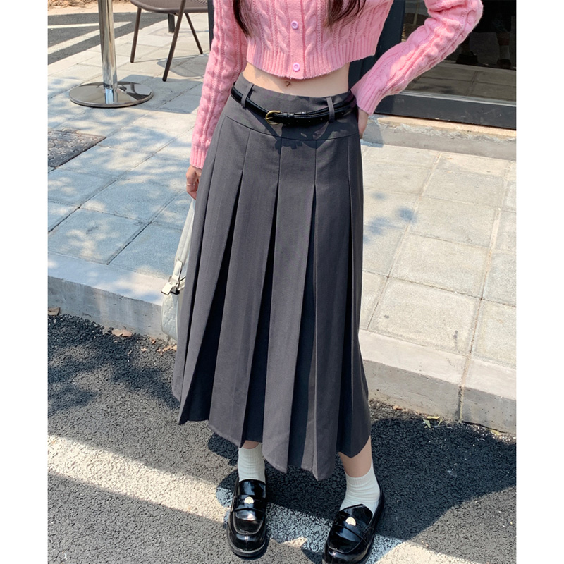 フレアスカート レザー風プリーツフレアスカート
