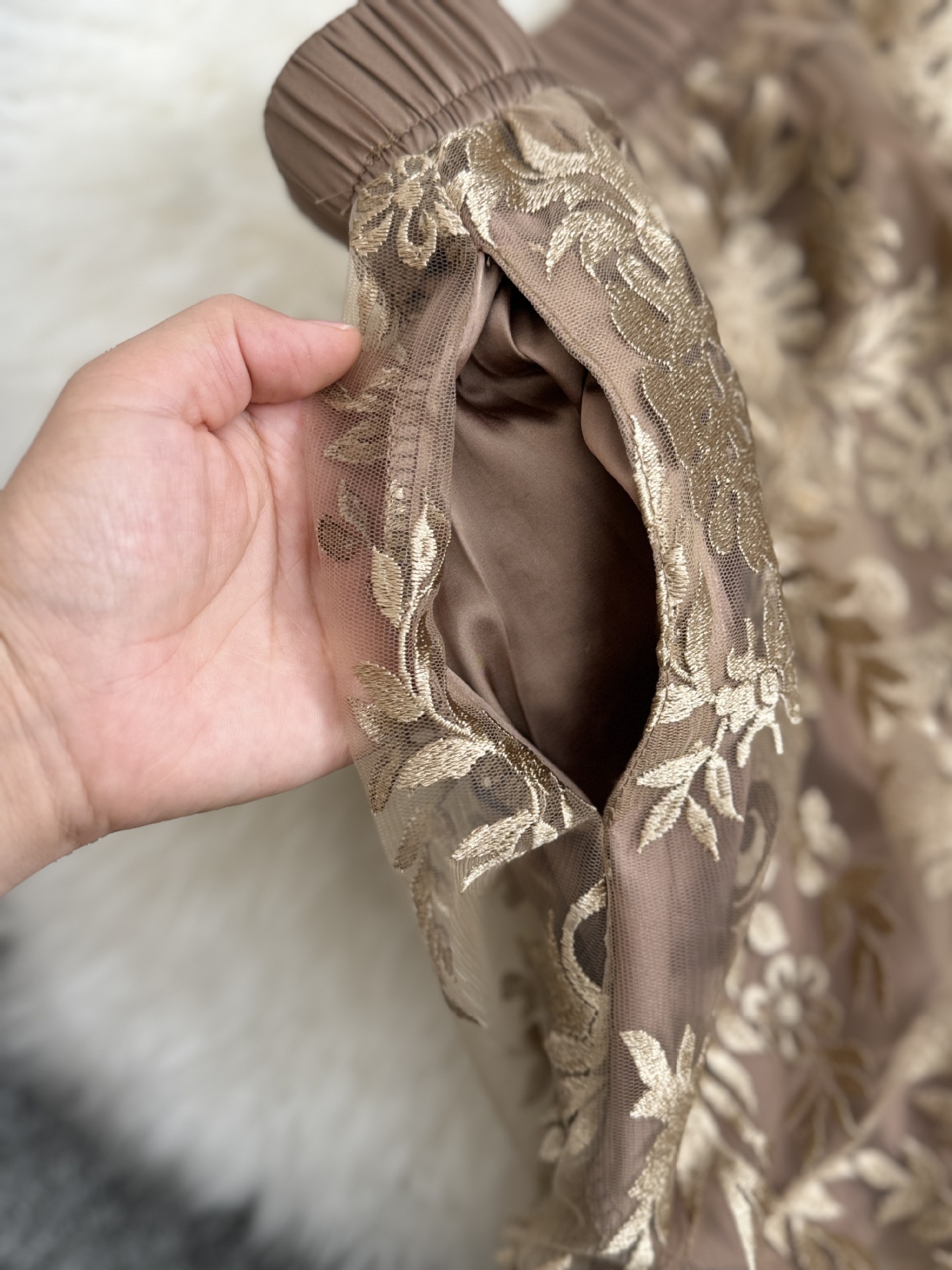 フレアスカート 花柄刺繍レース透け感エレガントフレアスカート