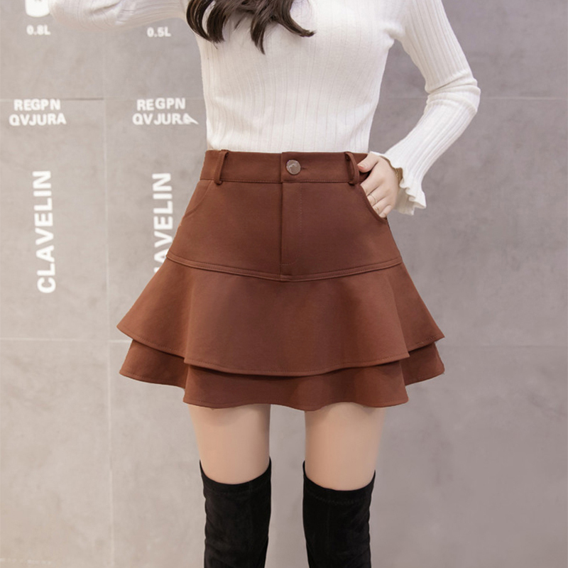 フレアスカート ティアード段重ね高腰ハイウエストフレア短丈スカート