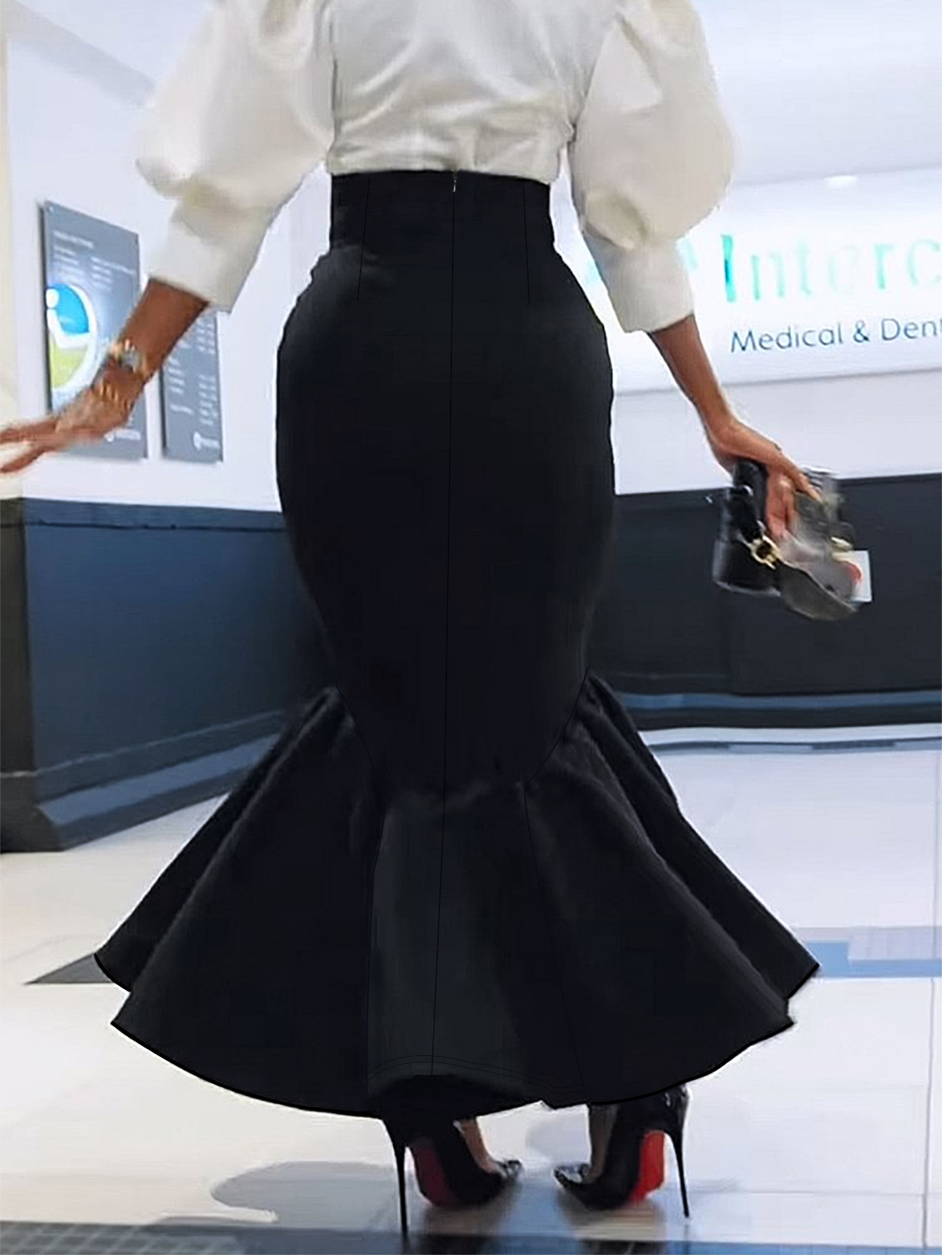 フレアスカート エレガント人魚姫シルエット裾広がりマーメイドスカート