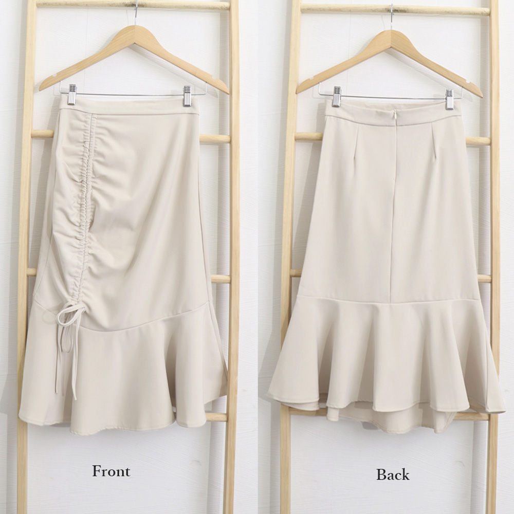 フレアスカート 編み上げマーメイドスカート ひざ丈 ハイウエスト