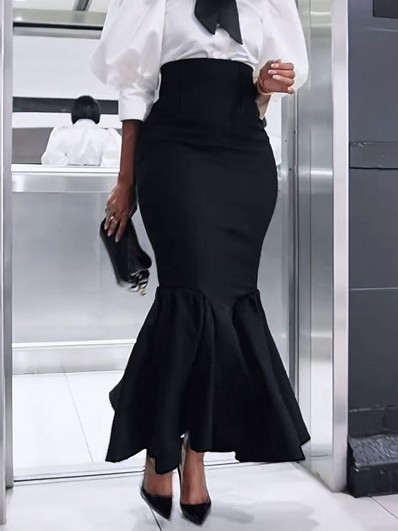 フレアスカート エレガント人魚姫シルエット裾広がりマーメイドスカート