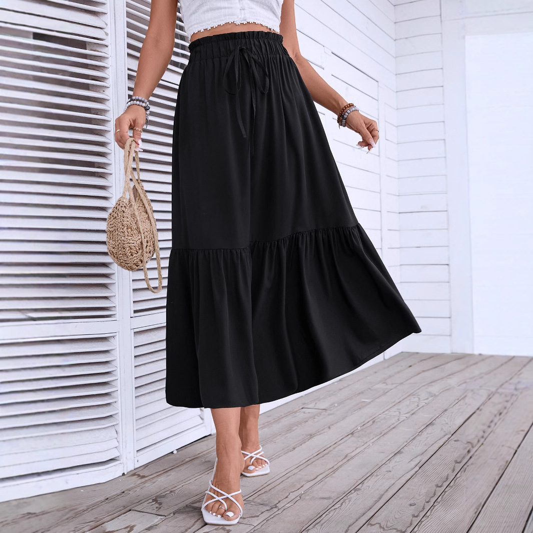 フレアスカート 小花柄ウエストゴムフレアスカートマキシ丈