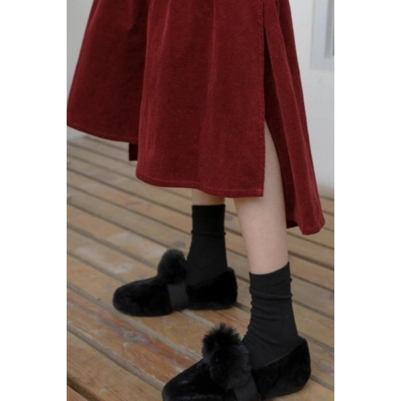 フレアスカート 上品ベルベット調ティアードフレアスカート