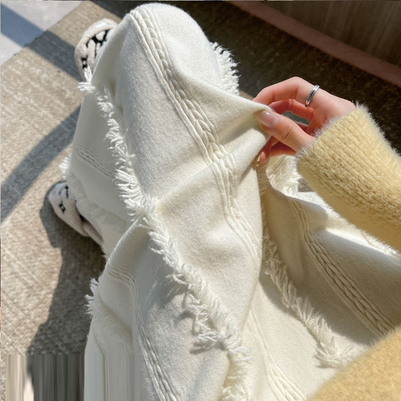 フレアスカート ケーブル編み柄ニットフレアスカート