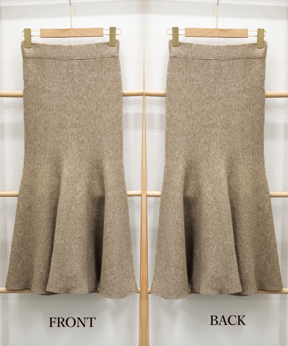 フレアスカート 韓国風ニットマーメイドスカート マキシ丈フレア