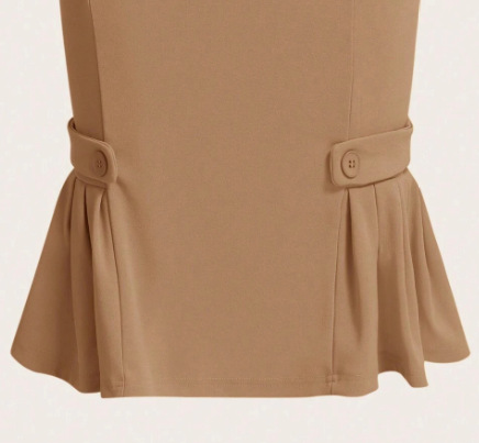 フレアスカート 裾フリルボタン飾りマーメイドフレアスカート