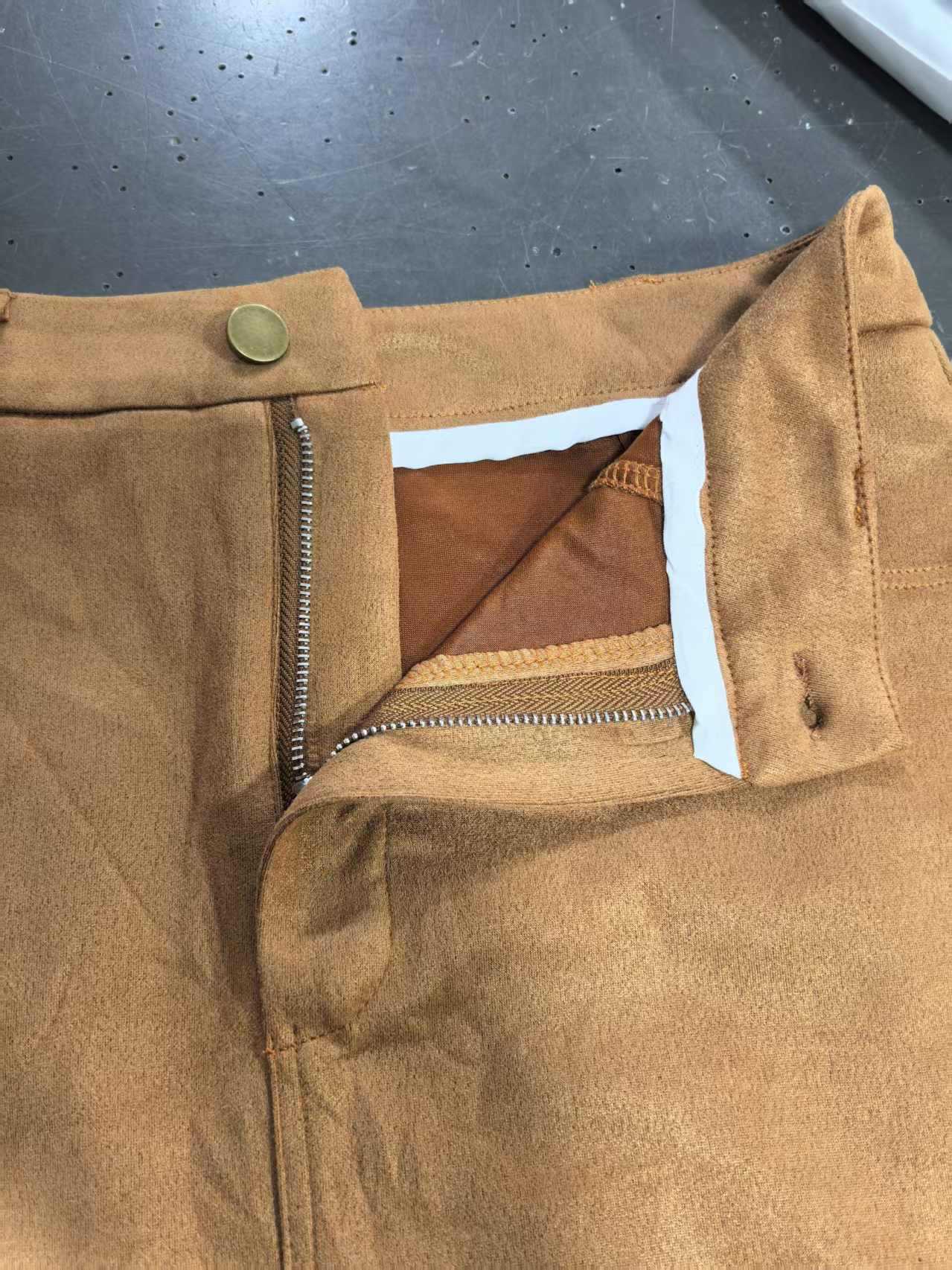 フレアスカート スエード調フリンジ付き台形フレアスカート