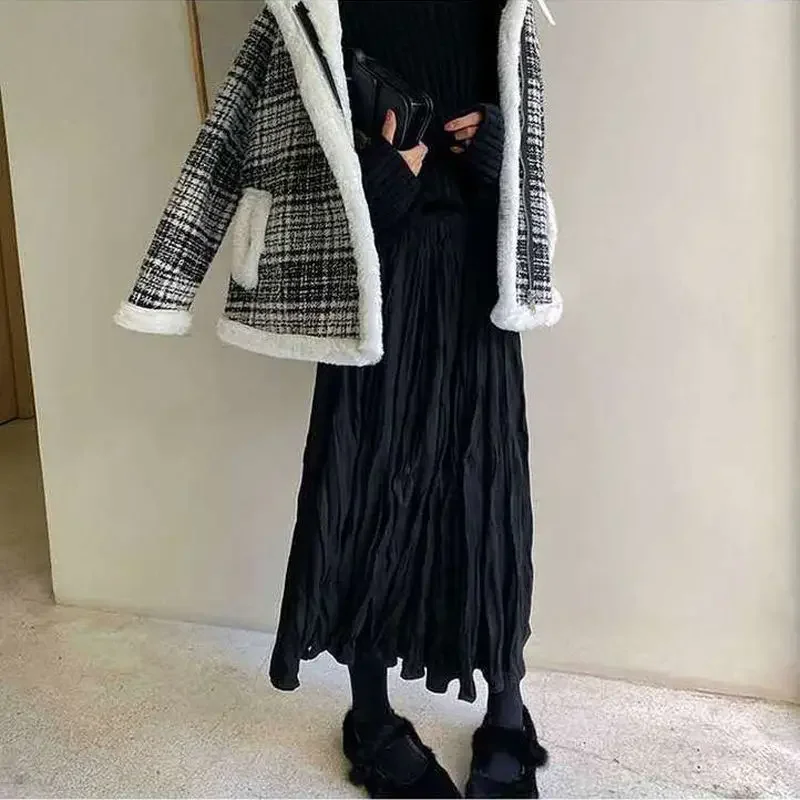 フレアスカート プリーツデザイン上品ひざ下フレアスカート