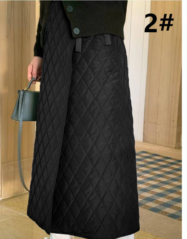 キルティング柄ロング丈フレアスカート韓国風上品レディース