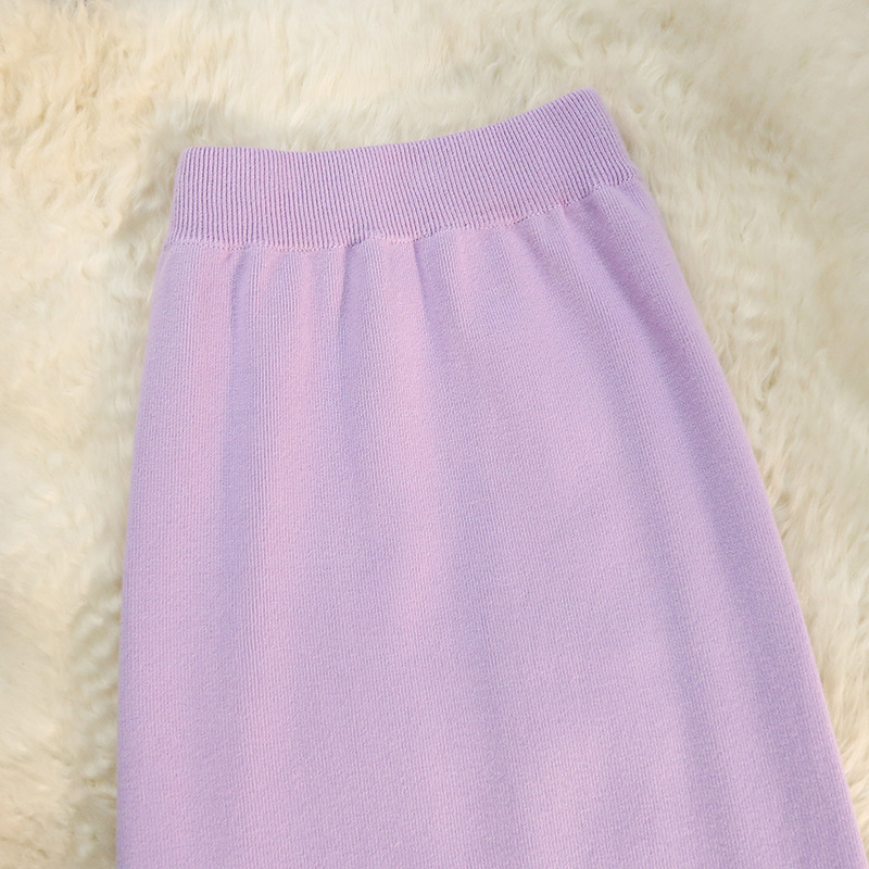 フレアスカート 裾フリンジニットフレアスカート