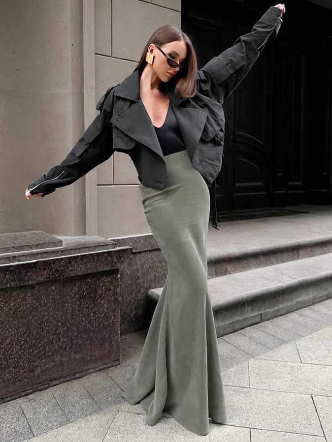 フレアスカート エレガントマーメイドシルエットフレアスカート