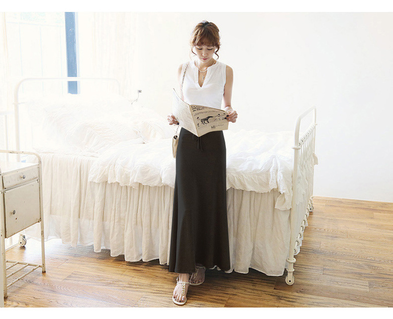 フレアスカート ウエスト紐調整フレア広がりマキシスカート