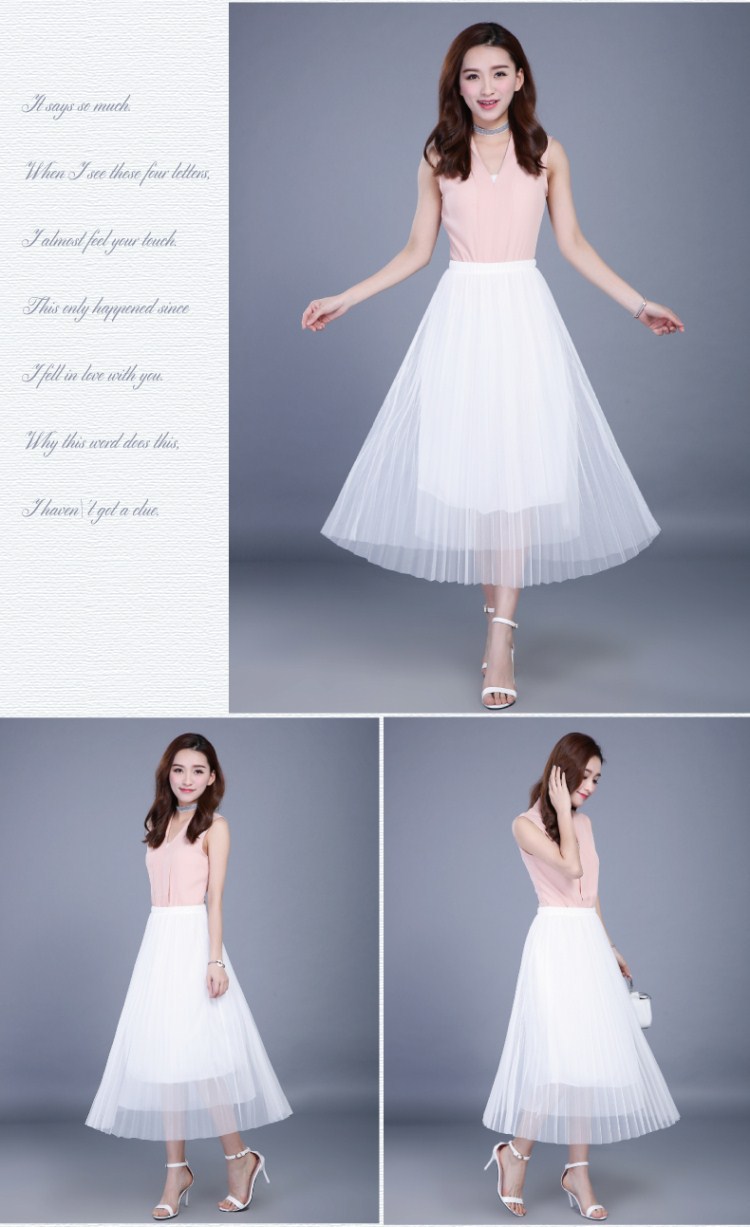 フレアスカート 軽やかチュールプリーツのフレアスカート