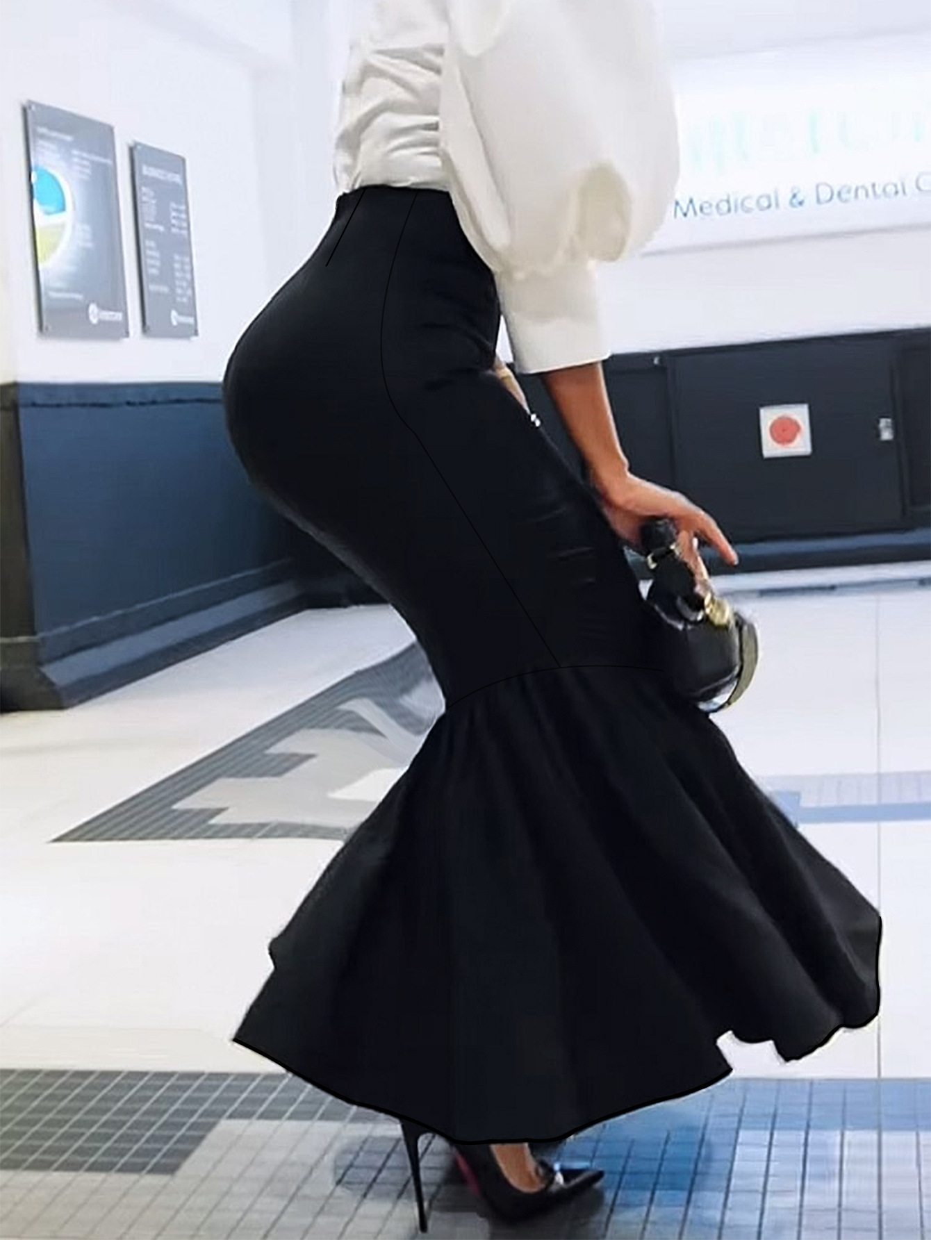 フレアスカート エレガント人魚姫シルエット裾広がりマーメイドスカート