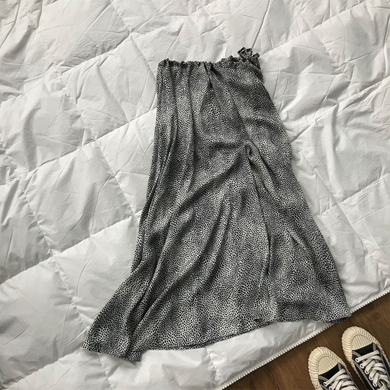 フレアスカート 豹柄マキシ丈マーメイドスカート 着痩せハイウエスト